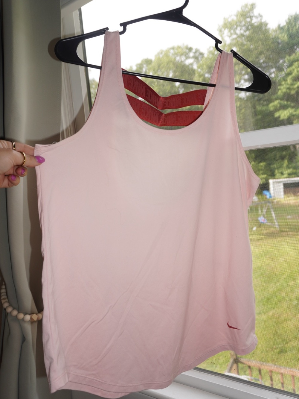 Nike Light Pink Racerback Tank Top with Subtle Logo